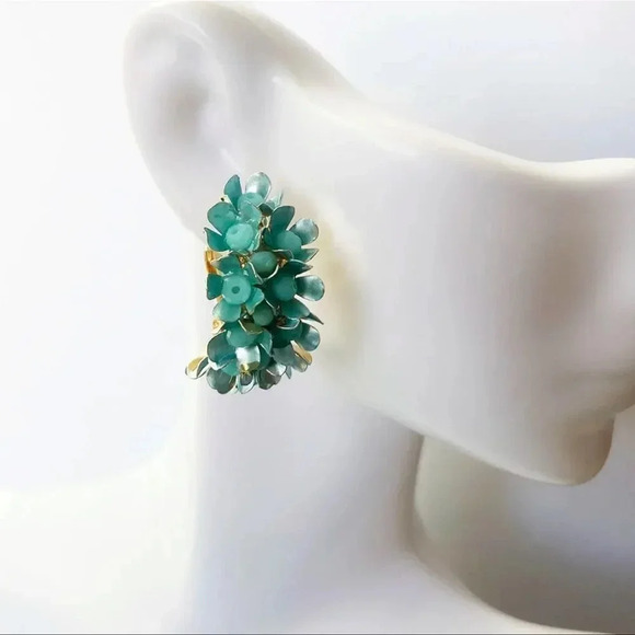 Lila Floral Hoop Earrings in Light Blue - Picture 1 of 5